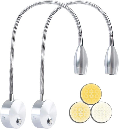 Adust Bedside Reading Light, Bedroom Reading Lamp, 3W LED Touch Dimmable Brightness Minimalist Wall Headboard Reading Lamp, Adjustable Colour Temperature, 3000k, 4000k, 6000k (Gold (2-Pack))