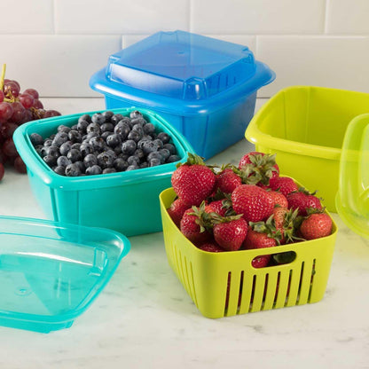 Hutzler 3-in-1 Berry Keeper Colander and Container, Keeps Berries Fresh Longer, 2 Pints, Apricot