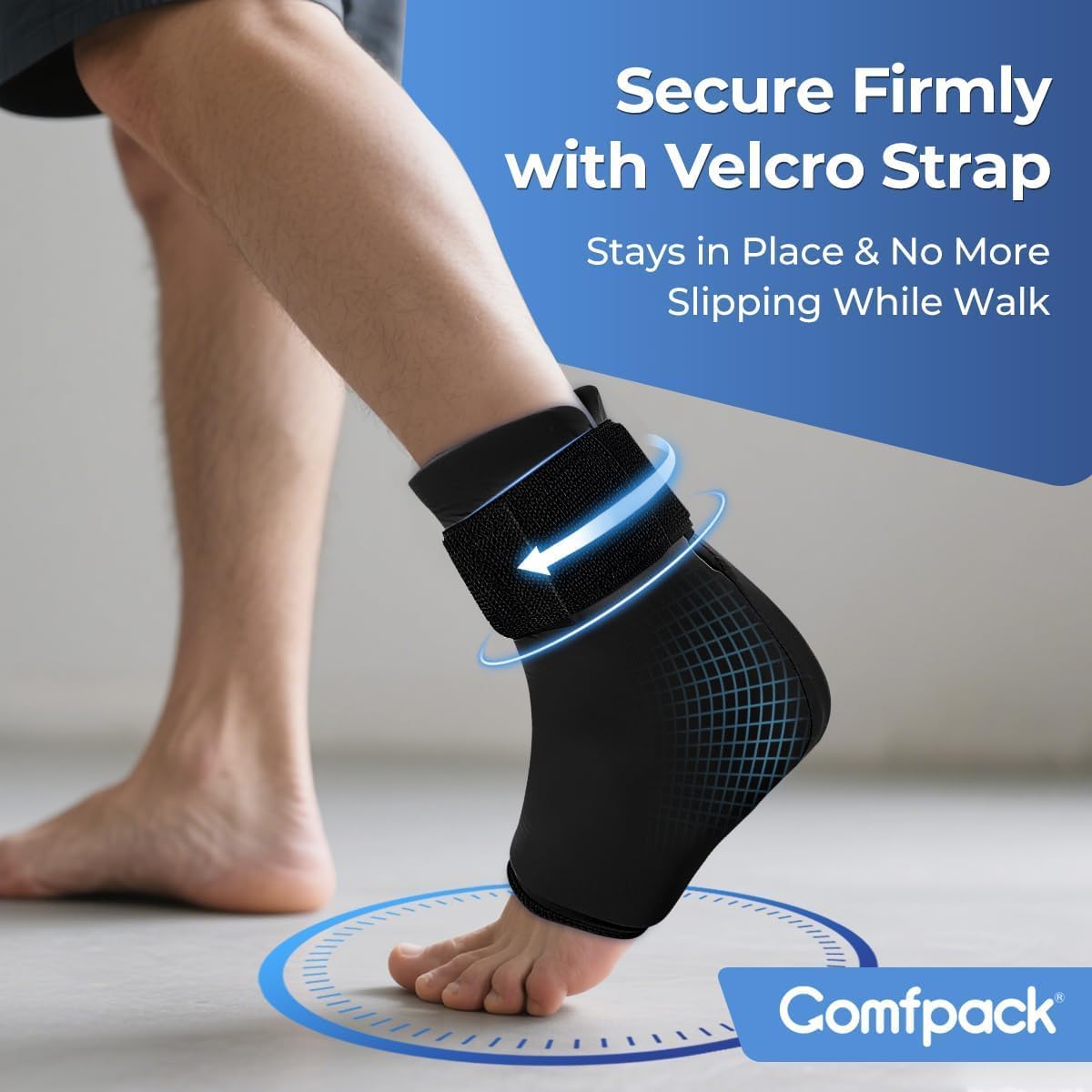 Comfpack Ankle Ice Pack Wrap - Reusable Hot & Cold Therapy | Flexible gel wrap for 360° foot pain relief, perfect for plantar fasciitis & sprains.