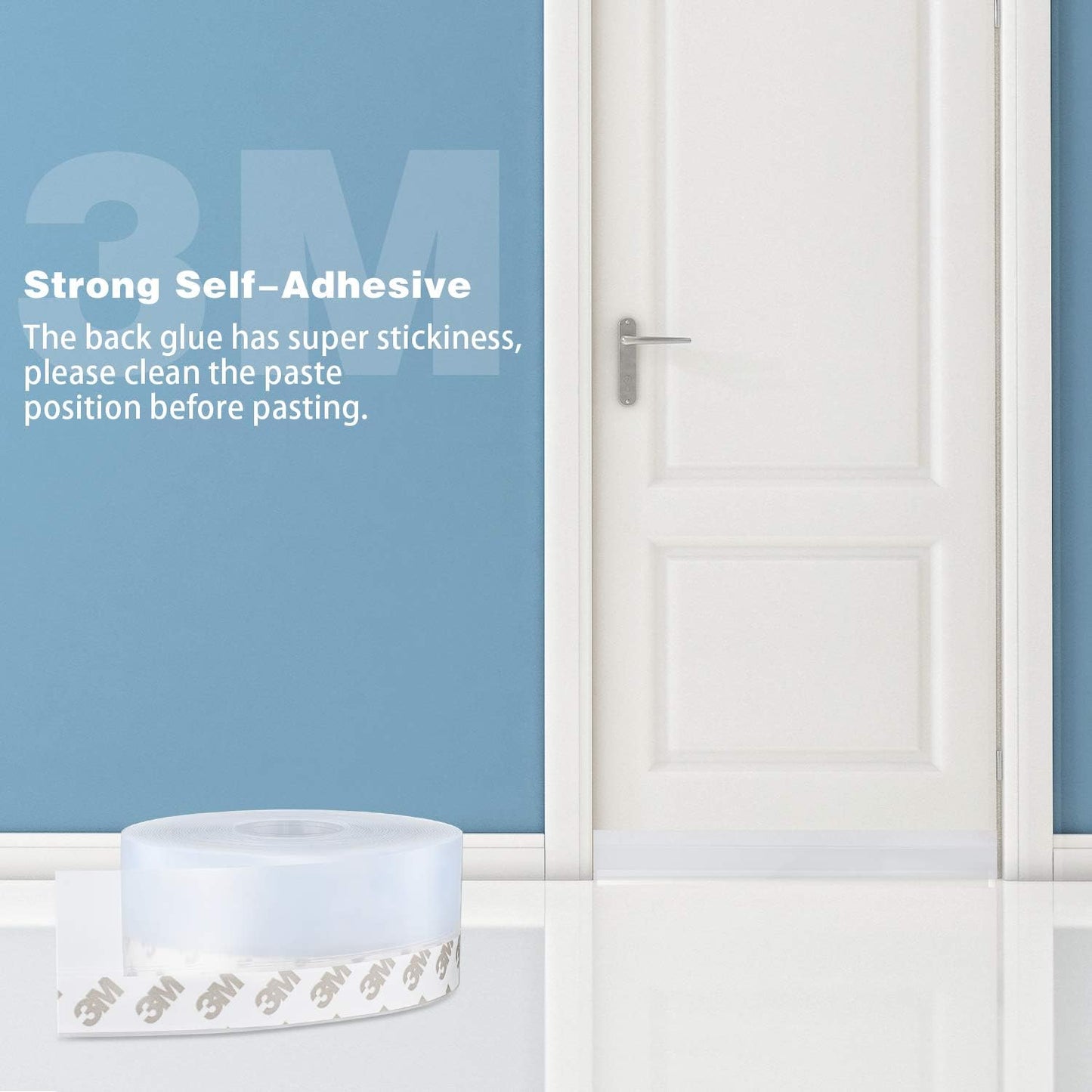 26 Feet Silicone Seal Strip,Door Weather Stripping Door Seal Strip Window Seal Silicone Sealing Tape for Door Draft Stopper Adhesive Tape (Transparent, 45mm)