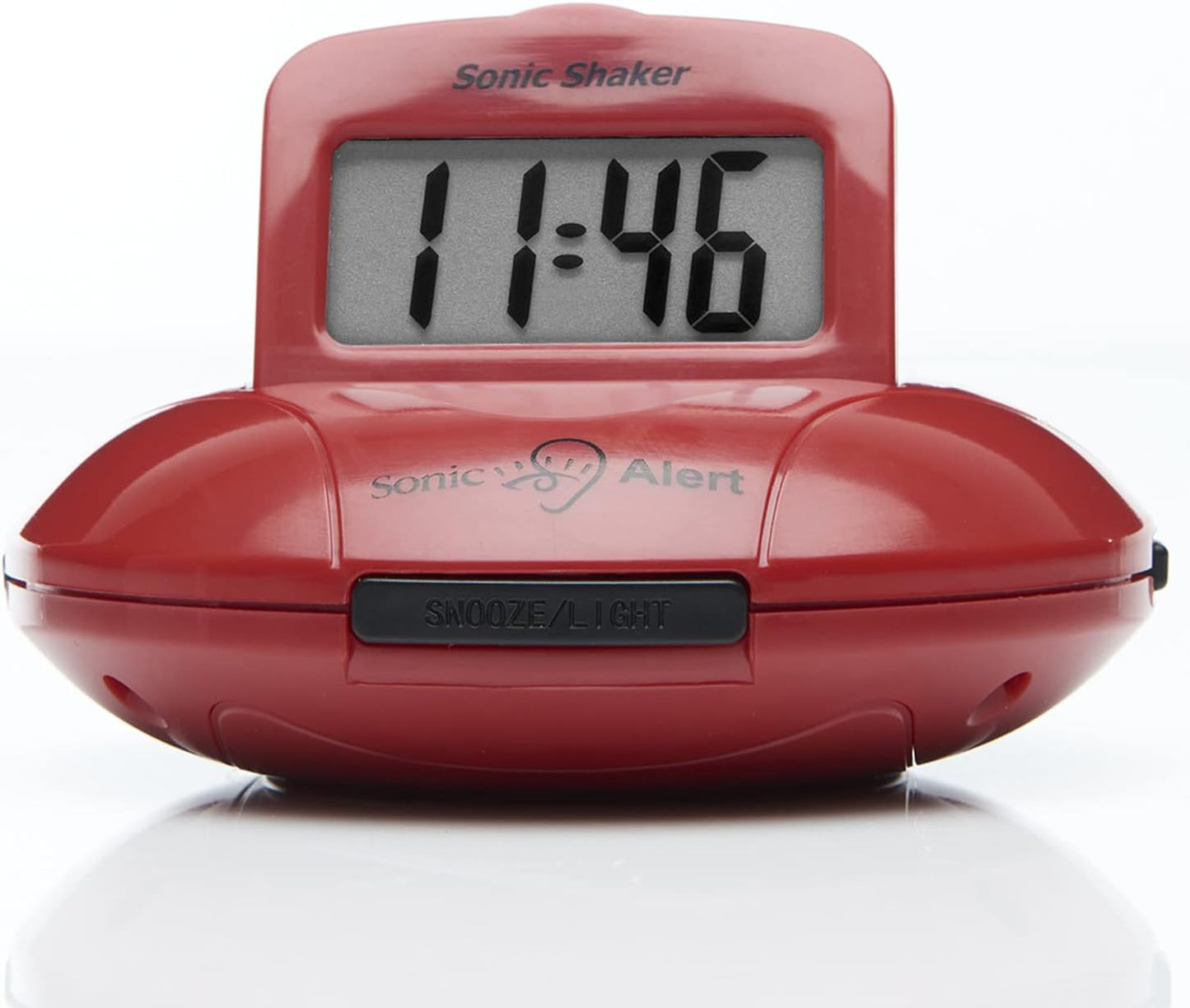 Sonic Alert Digital Alarm Clock - Small Travel Clocks for Heavy Sleepers - Battery Operated with Vibrating Bed Shaker - Red