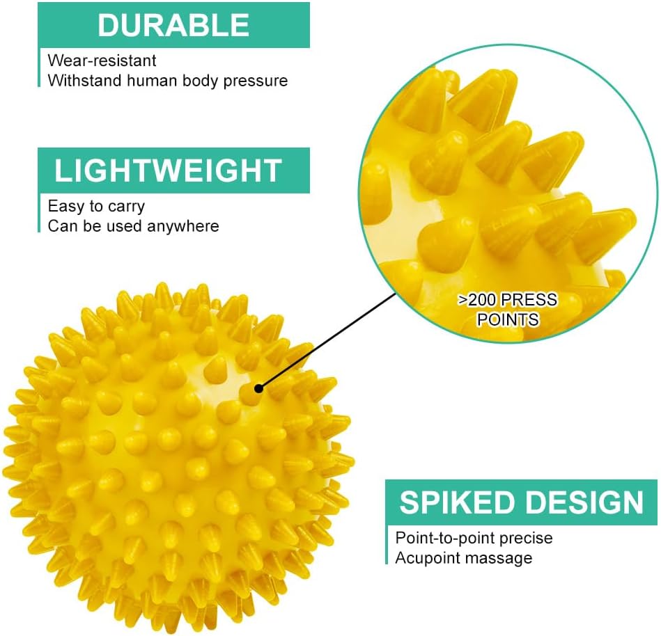 URAQT Spiky Massage Ball Set, 2 Pack Physical Therapy Massage Balls, Hard Lacrosse Ball & Spiky Massage Ball for Myofascial Release and Trigger Point Deep Tissue Massage (Purple)