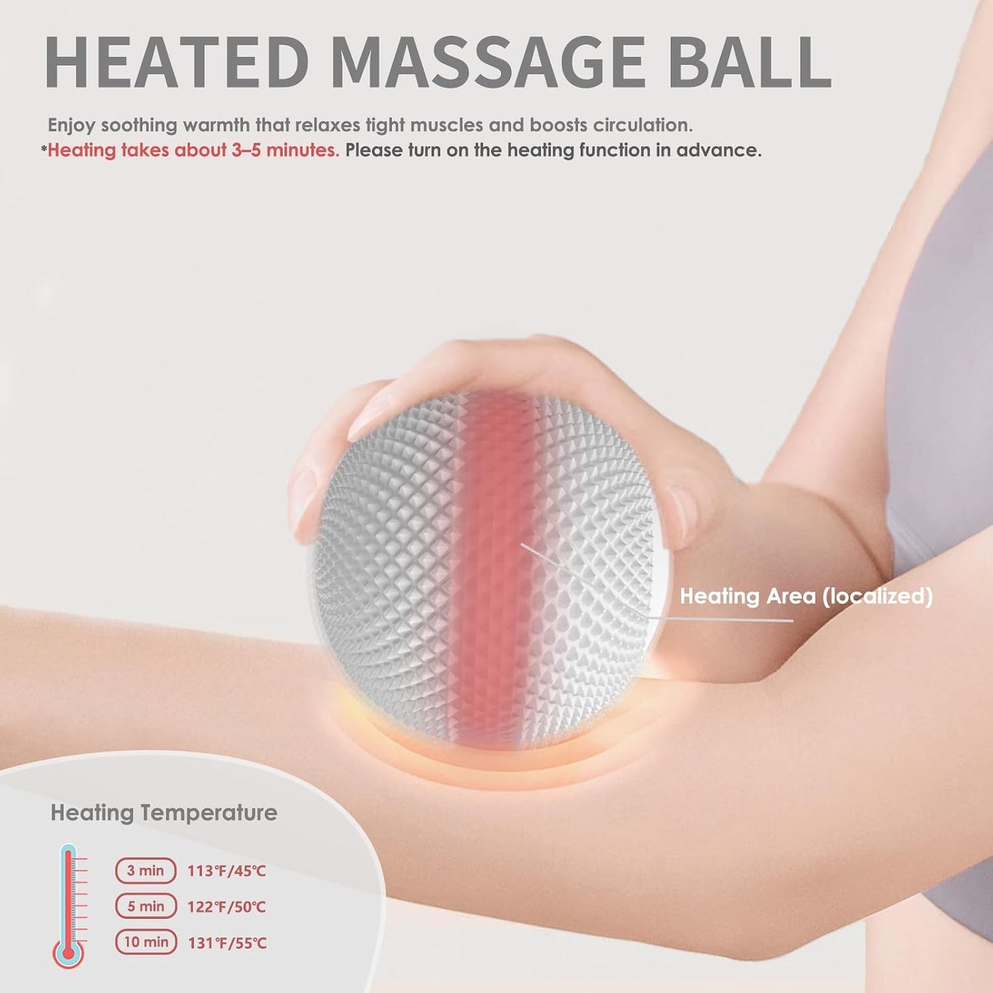 Heating Vibrating Massage Ball with 7 Modes & Memory Function for Myofascial Release, Deep Tissue and Trigger Point Muscle Therapy - Targets Back, Hip, Leg, Neck & Foot (Black)