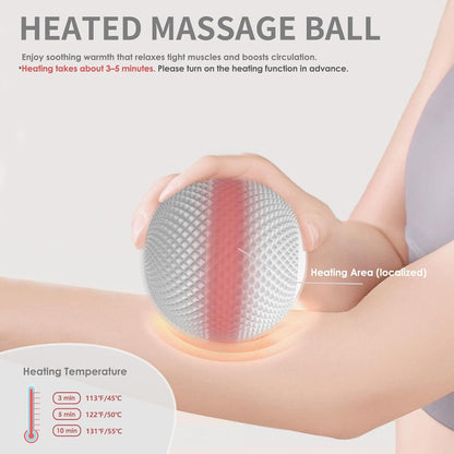 Heating Vibrating Massage Ball with 7 Modes & Memory Function for Myofascial Release, Deep Tissue and Trigger Point Muscle Therapy - Targets Back, Hip, Leg, Neck & Foot (Black)