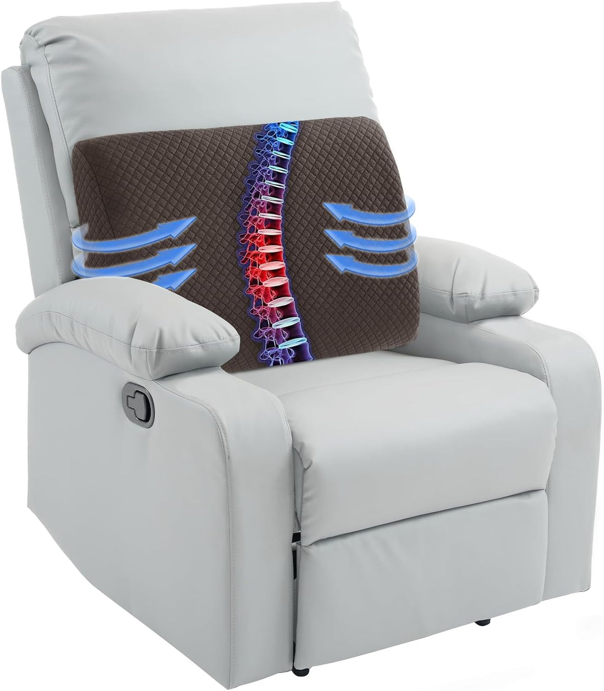 HOMBYS Lumbar Support Pillow for Recliner Chair, Memory Foam Back Support Cushion for Elderly,Extra Large Lumbar Support Pillow,Thick Backrest for Home Reading (Grey, 20“x13.5"x5")