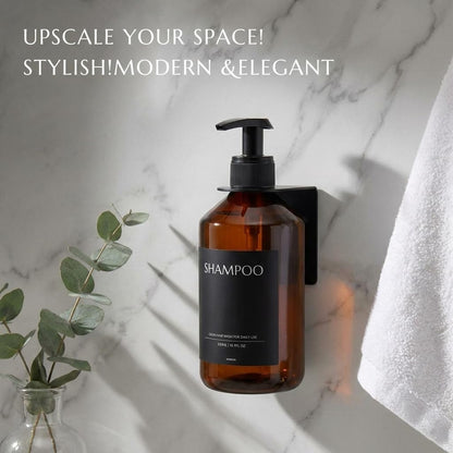 Shampoo and Conditioner Dispenser Set of 3 for Wall Mount | 16.9 fl oz Drill Free Shower Soap Bottles,Refillable Body Wash Dispensers for Bathroom Decor (Amber Bottles + Bamboo Pumps)