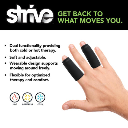 Strive Finger Sleeve Ice Pack Wrap, Hot & Cold Therapy, Black