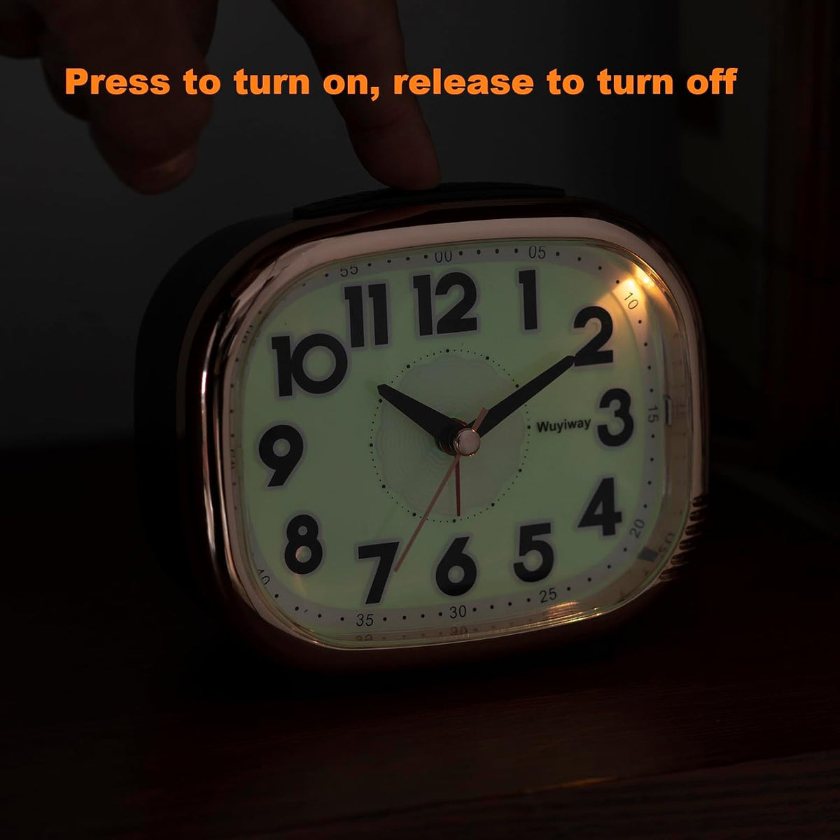 Vintage Retro Analog Alarm Clock, Battery Operated, Readable for Seniors，Silent No Ticking, Glow in Dark Dial, Lighted on Demand and Snooze, Blue, 4.7" x 3.9" x 2.7"