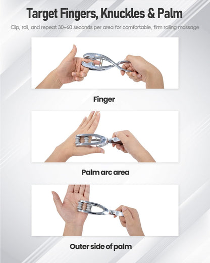Stainless Steel Adjustable Finger Massage Roller for Knuckle & Palm, 2026 Updated Spring Lever Loaded Dual Roller Finger Massager Tool Manual Massage Roller for Trigger Finger Hand Fatigue Relief