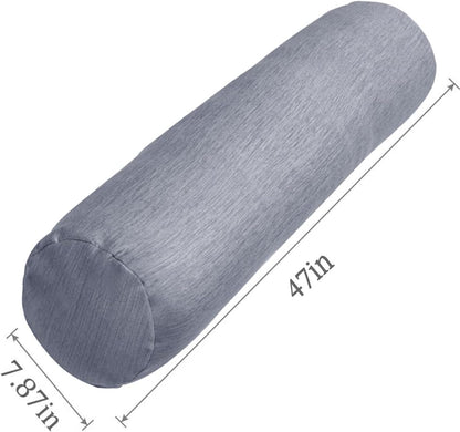 1 MIDDLE ONE Body Pillow for Adults, Bolster Pillow with Removable Velvet Cover, Long Round Cervical Roll Pillow, 35 x 7.87 Inches, Blue