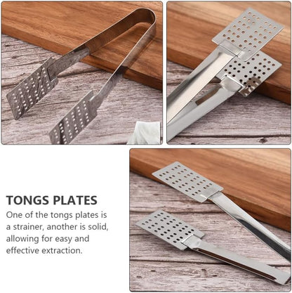 Luxshiny Tea Bag Clamp Set of 2 Stainless Steel Tea Bag Squeezer Tongs with Strainer and Solid Side Multipurpose Food Clip for Ice Cubes Bags Dishwasher Safe 5.51 X 1.57 X 0.78 in