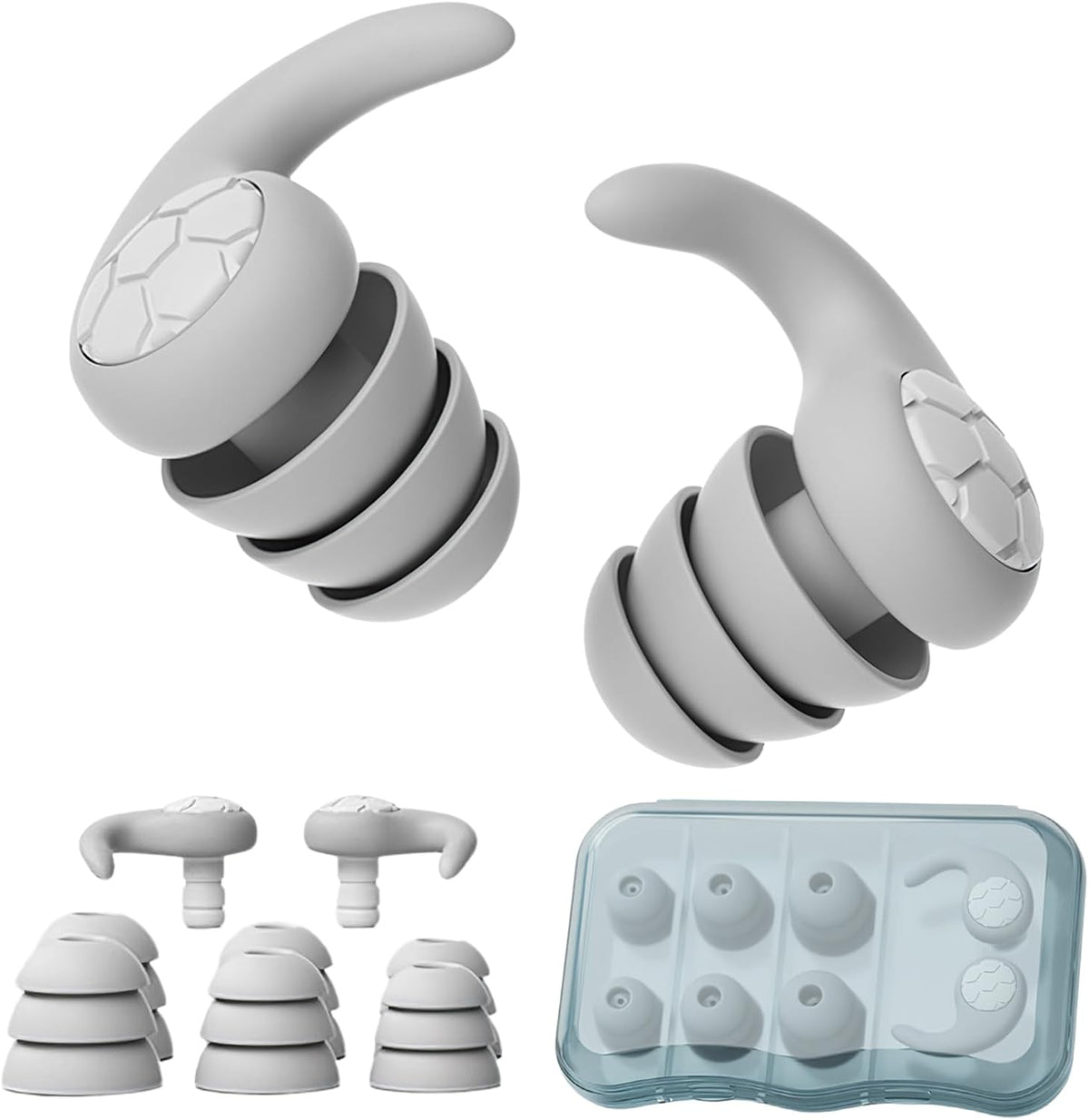 Noise Cancelling Ear plugs for Sleeping - Black Comfortable Reusable Silicone Earplugs for Sleep 24dB Noise Reduction Snoring and Studying Travel Concerts Hearing Protection with 3Tips and Storage Box