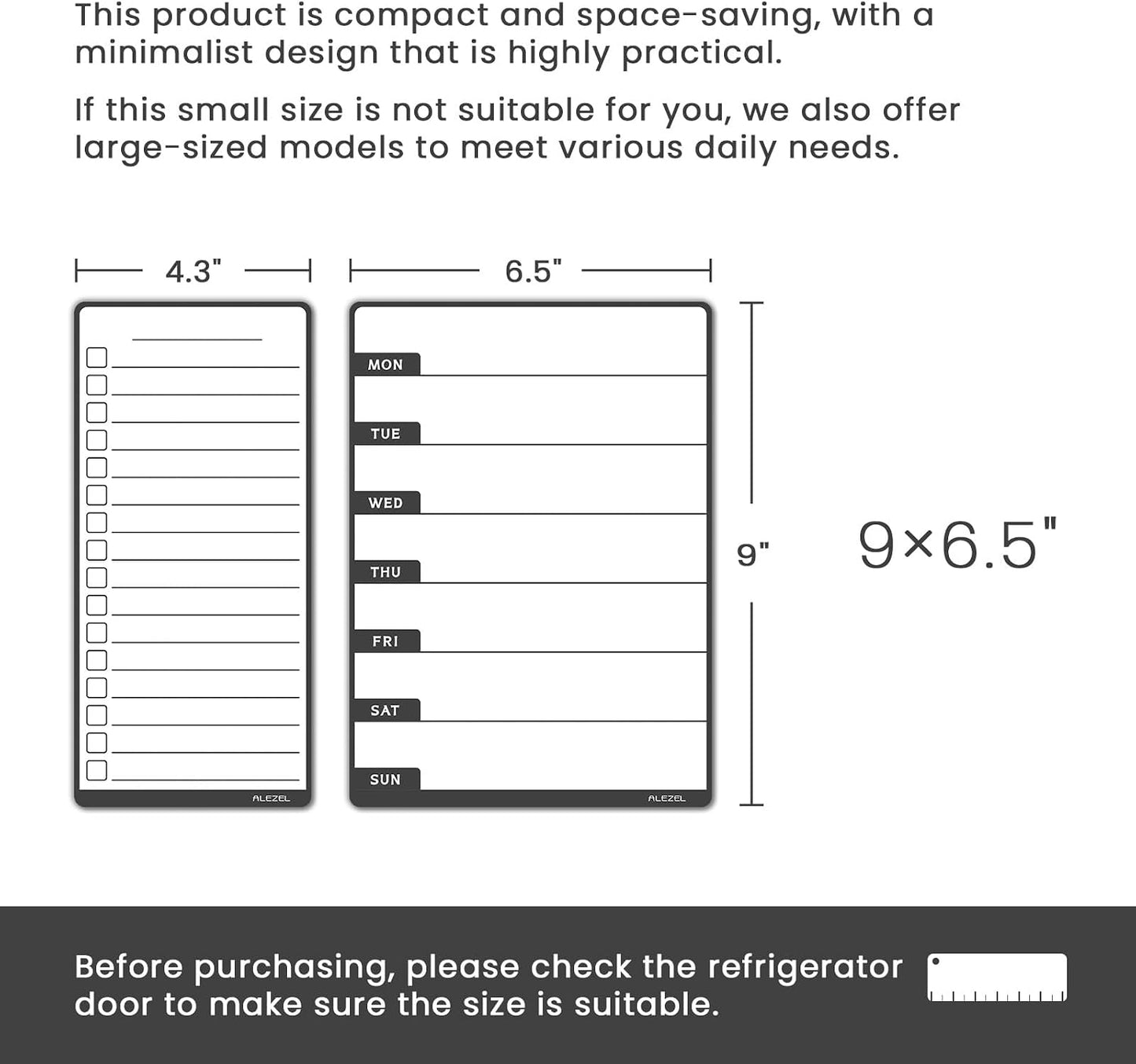 ALEZEL Weekly Calendar Whiteboard for Refrigerator, Magnetic Weekly Planner | Includes Weekly Dry Erase Board for Refrigerator & 2 Grocery/to Do List Whiteboards, 3 Markers + 1 Eraser