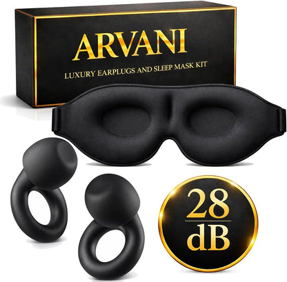 3D Contoured Sleep Mask with 28dB Noise Reduction Earplugs Sleep Kit
