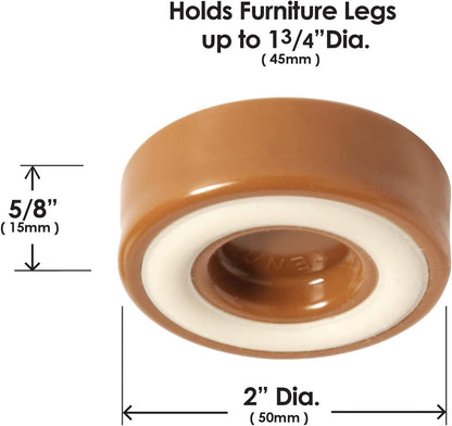 Slipstick CB520 Furniture Caster Cups / Floor Protector Coasters for Furniture Feet (Set of 4 Grippers) 1-3/4 Inch Round - Caramel