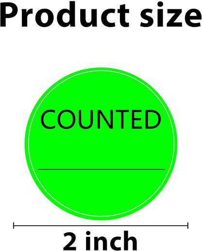 Counted Stickers 2 Inch Counted Inventory Control Labels 500 Pcs Counted Shipping Labels Round Circle Counted Stickers for Round Adhesive Writable Inventory Control Shipping and Inventory (Green)