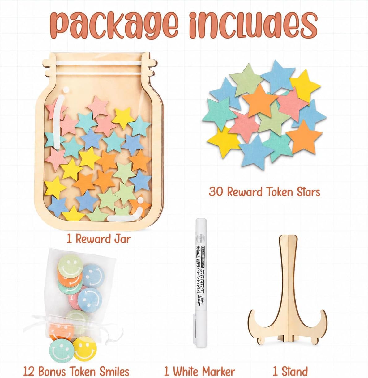 Reward Jar Potty Training Chart, Behavior Chart for Kids Classroom Must | Personalized Wooden And Acrylic Reward Jar For Chores, Home, Fridge, School Teacher Supplies, Includes Marker And Stand