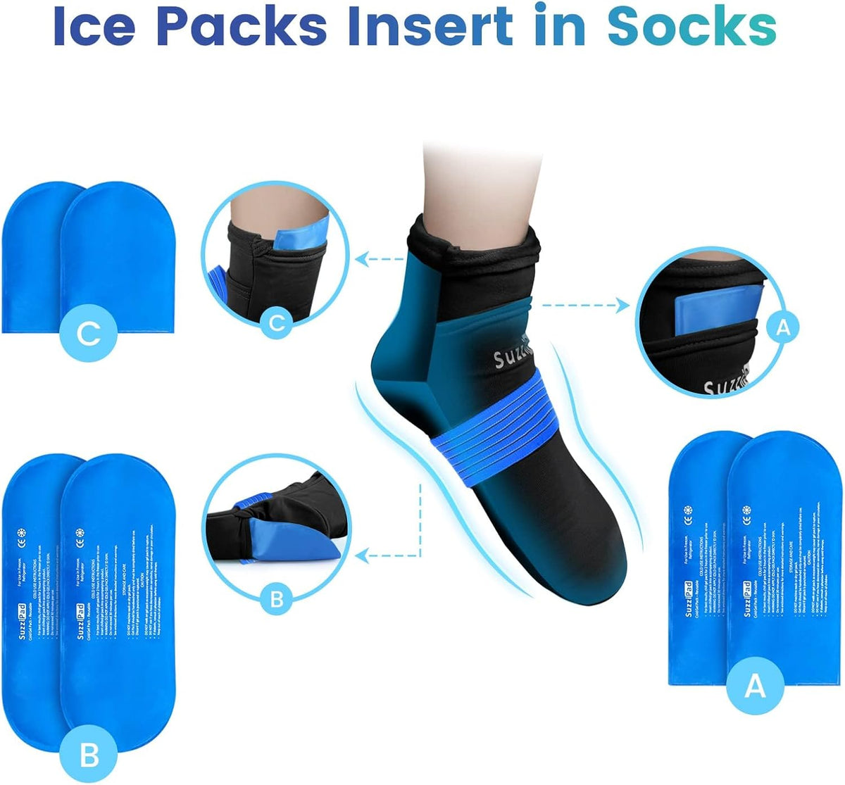 SuzziPad Cold Therapy Socks & Hand Ice Pack, Cooling Gloves for Chemotherapy, Chemo Care Package for Women and Men, S/M