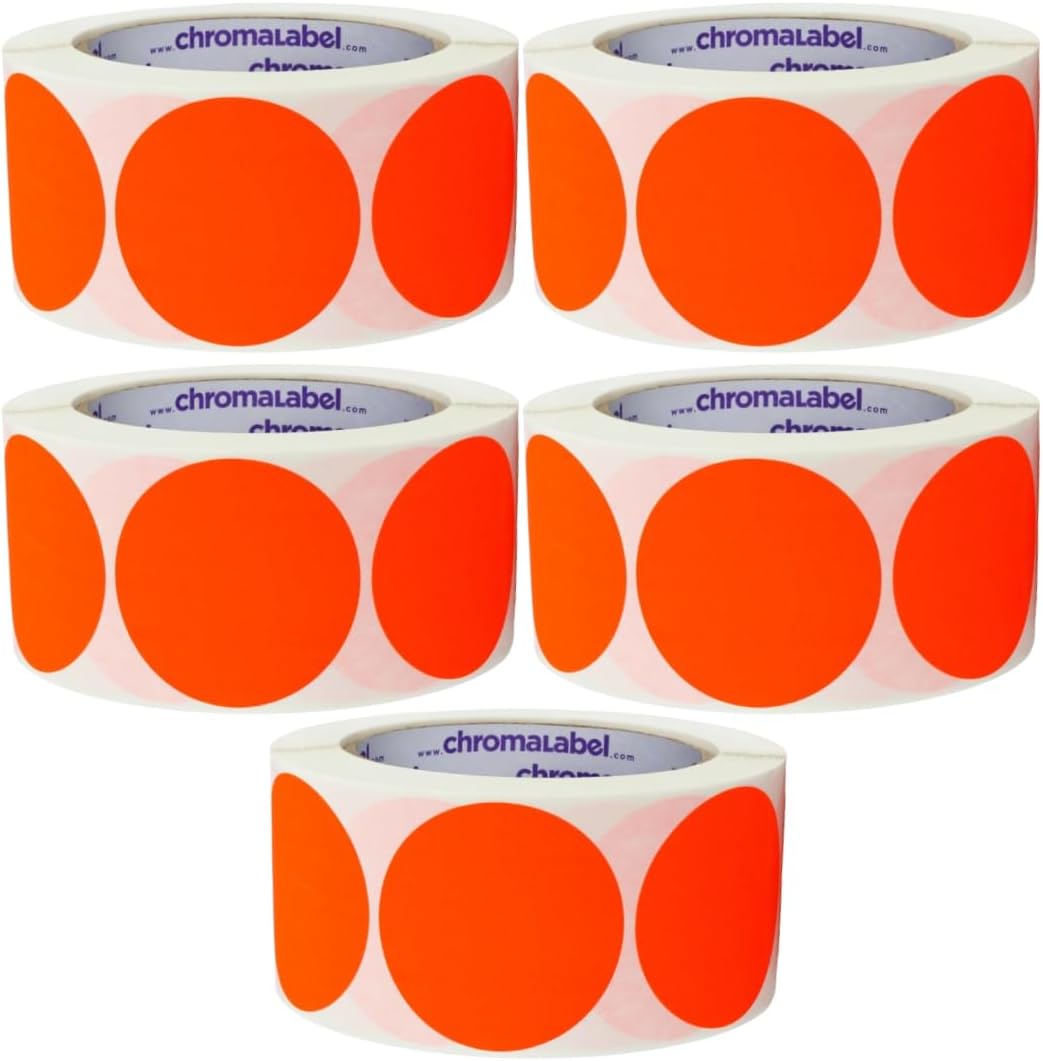 Fluorescent Green Dot Stickers, 2 Inch, 500/Roll | Writable Matte Paper Circle Stickers for Inventory, Classrooms, Offices, Retail, and Color Coding. Made in USA