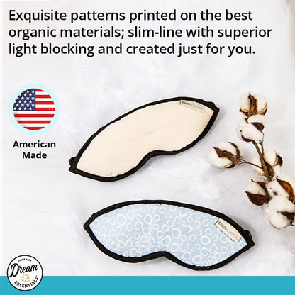 Dream Essentials Natura Organic Cotton Sleep Mask | Twilight Blue | Eye Mask for Sleeping, Light Blocking Soft Sleep Eye Cover with Eco Wool Padding | Made in USA Travel Accessories