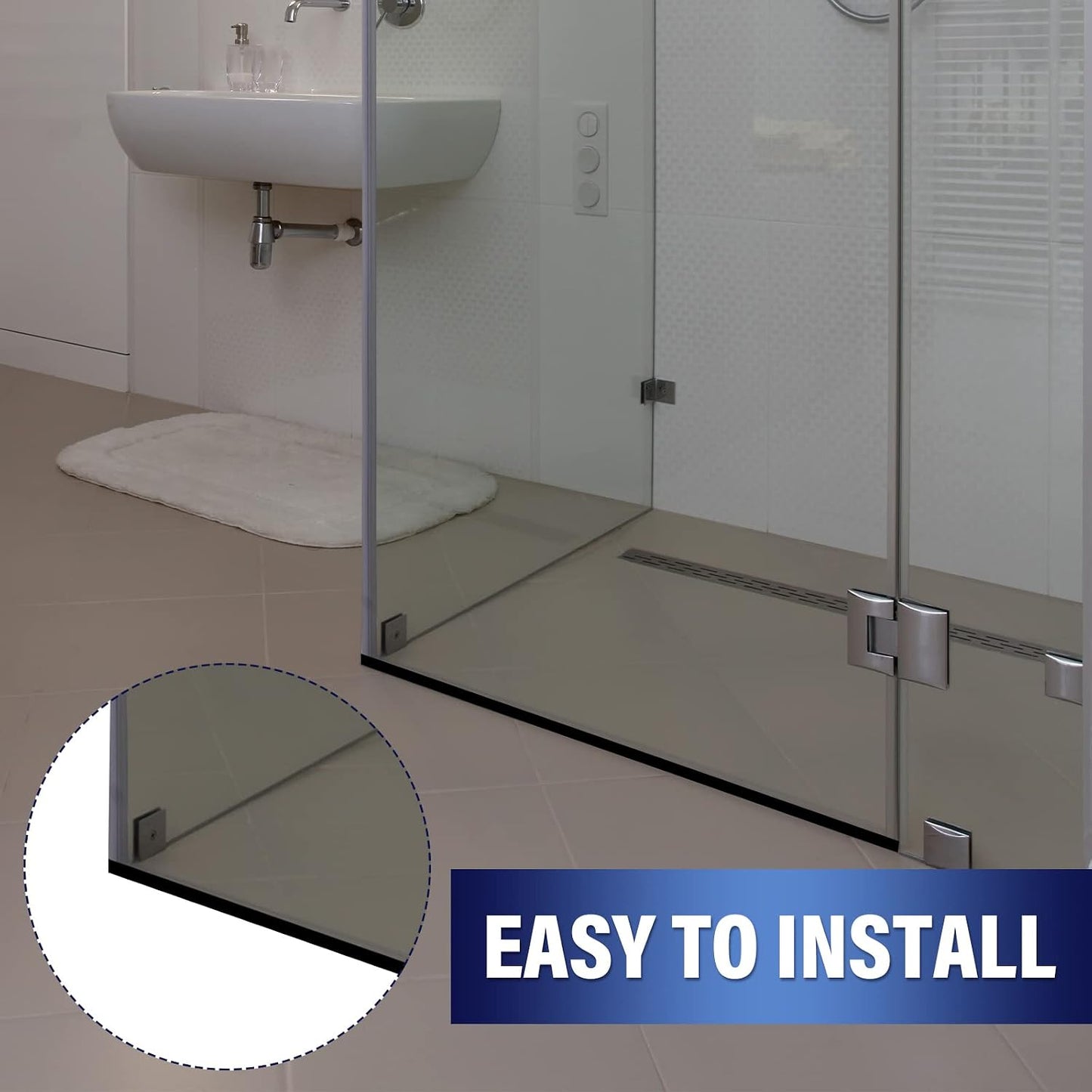 Treela 108-Inch 1" T-Slot Shower Door Seal Strip | Flexible silicone blocks leaks/splashes and replace old, cracked, loose, or missing door sweeps