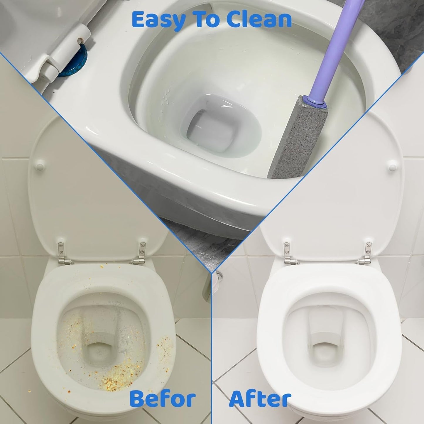 Pumice Stone Toilet Bowl Cleaner with 11.8 Inch Handle, Multi-Surface Cleaning Tool for Bathroom, Pool, Grill (6 Pack)