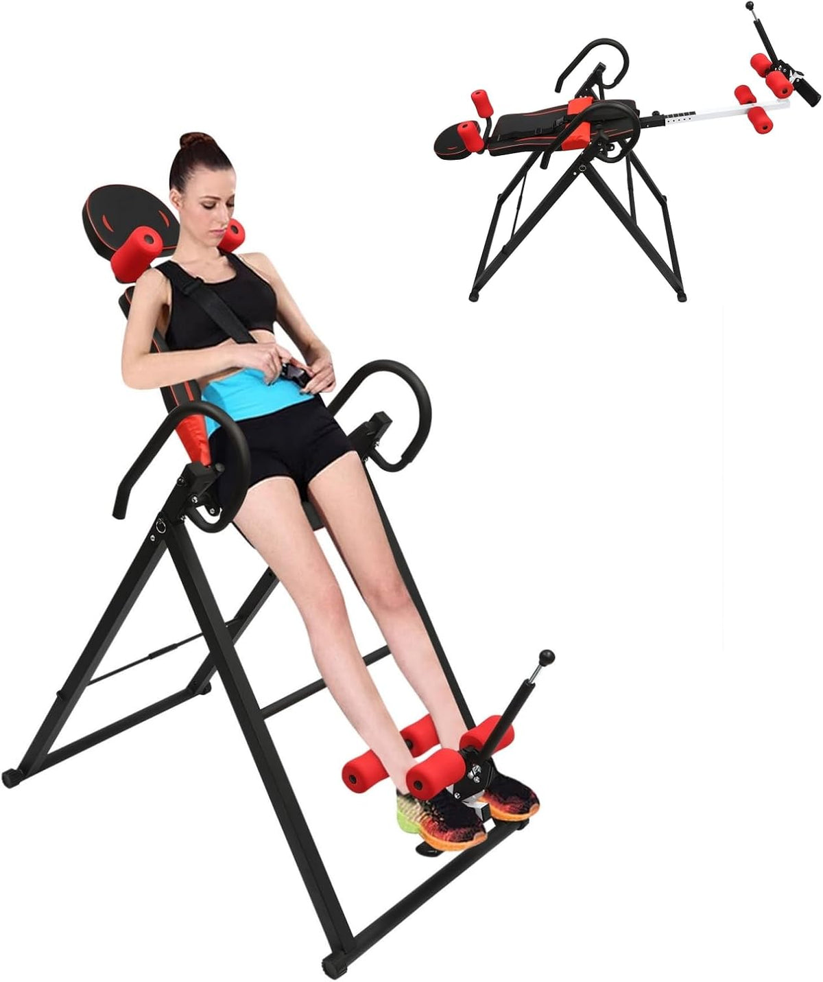 Inversion Table for Back Pain Relief, 330.7lbs Capacity Heavy Duty Inversion Teeter Table with Adjustable Safety Belt & Headrest, Home Back Stretcher Decompression Equipment