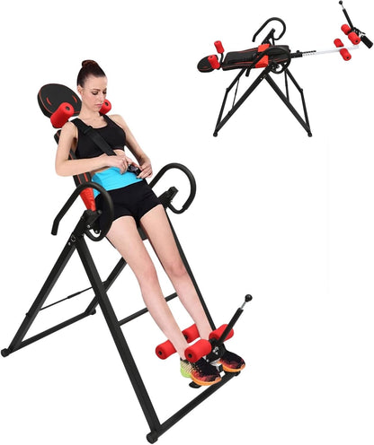 Inversion Table for Back Pain Relief, 330.7lbs Capacity Heavy Duty Inversion Teeter Table with Adjustable Safety Belt & Headrest, Home Back Stretcher Decompression Equipment