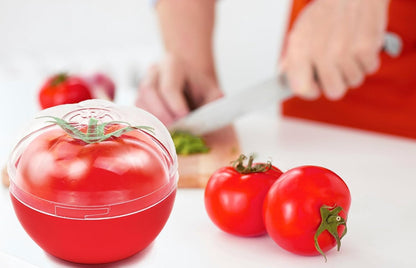 Onion Tomato Keeper for Refrigerator, Reusable, Dishwasher-safe | 2 Pack Food-shape Storage Saver Container for Leftover Vegetables, Clear Lid Easy Clean