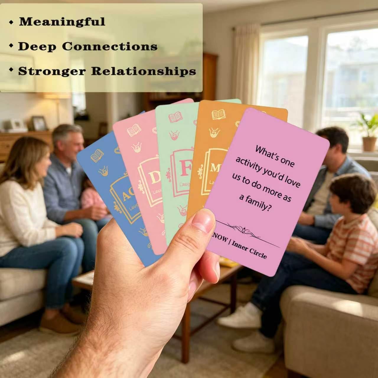 Family Conversation Cards - 55 Questions for Family Bonding, Teens & Adults | Fun Conversation Starters, Meaningful Family Game for Dinner Table, Road Trips & Quality Time