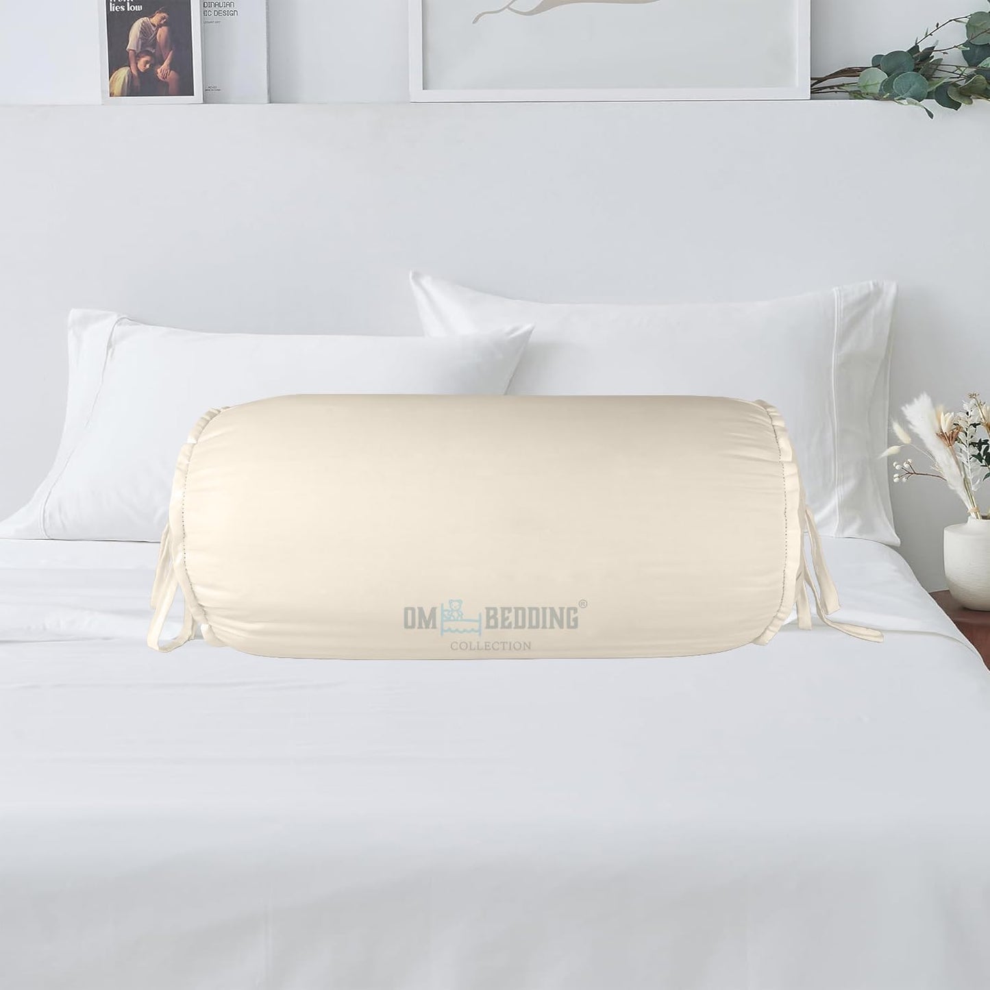 SAHARBEDDINGS 2 Pieces Cervical Neck Roll Pillow Cover with Cotton Bolster Pillowcases for Cylindrical Cushion and Drawstring Closure Round Neck Pillowcase (Plum, Roll Pillow 18x3 Pack of 2)