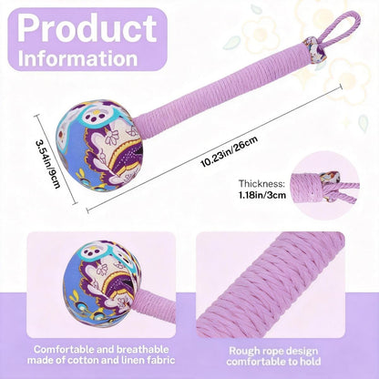 Wormwood Mugwort Massage Hammer 26cm, Manual Lymphatic Drainage Tool, Handheld Percussion Massager for Full Body Muscle Tension Relief (1, Pink)