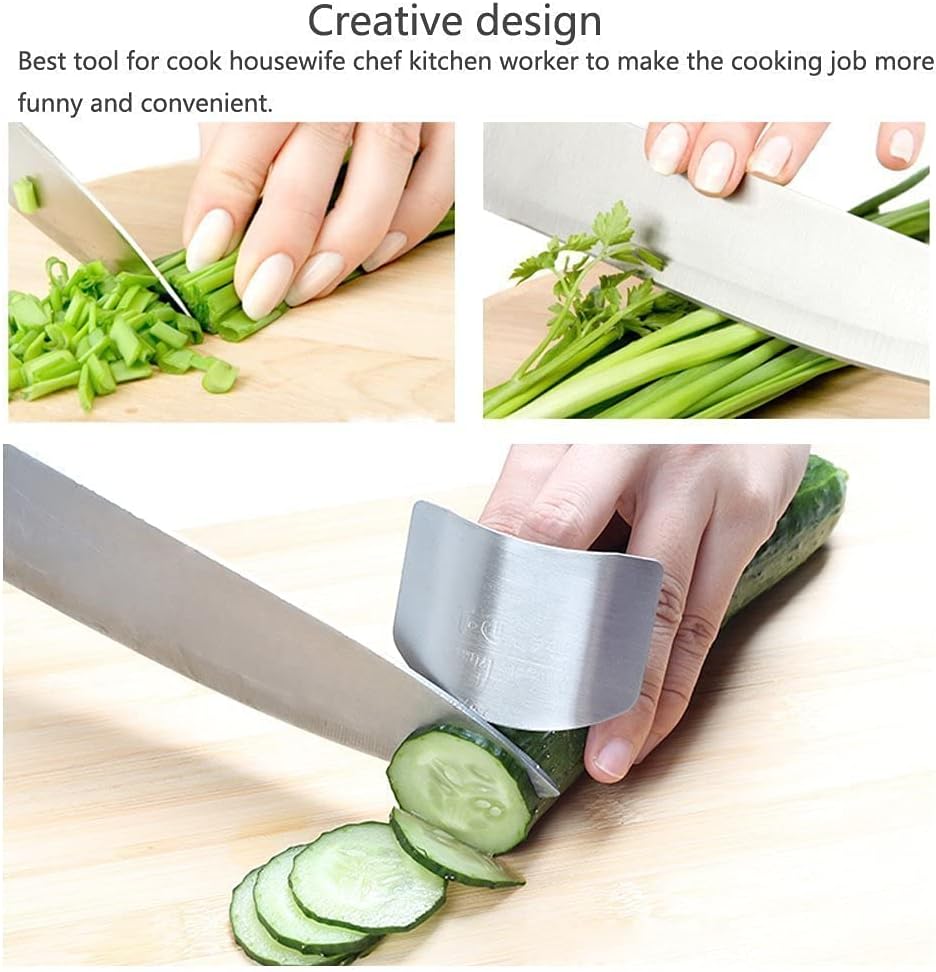 wefaner Stainless Steel Finger Guards for Cutting, Hand Protector Finger Protector Avoid Injury When Cutting Vegetables, Meat, Slicing and Dicing Safe Chopping Tools.