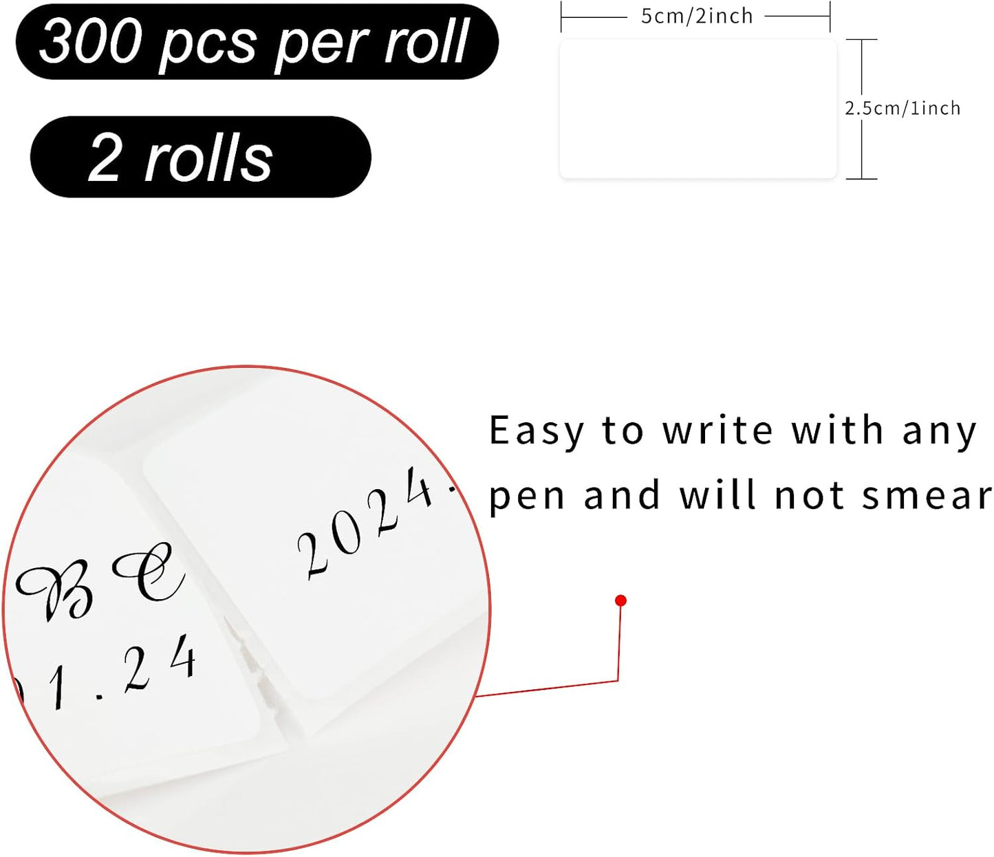 Removable Freezer Labels, Date Label 1x2 Inch Food Storage Stickers, Waterproof Oil Resistant Easy Clean Leaves no Residue 300 Total Per Roll