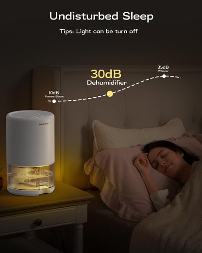 Dehumidifier, 35 oz Small Dehumidifiers for Home, Bathroom, Bedroom, Rooms, Ultra-Quiet with Sleep Mode, 7 Color Lights & Auto Shut Off, Compact & Portable for Closet, RV, Basement, Energy Saving