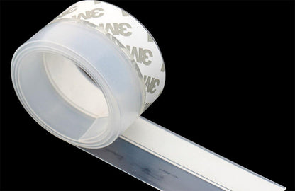 TBWHL Shower Door Bottom Seal Strip Silicone Rubber Sealing Sticker 16 Feet Translucent for Glass Sliding Doors/Shower Enclosures, Self-Adhesive Dust/Noise Proof Weatherstrip (35mm)