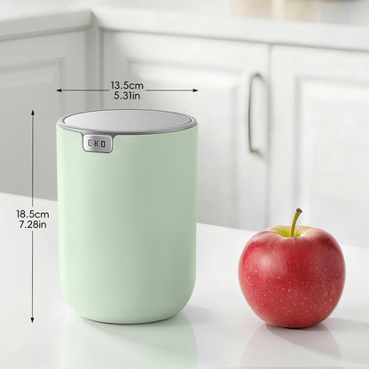 EKO Fandy 0.58 Gal/2.2L Mini Trash Can with Lid, Swing-Top Desktop Trash Can for Bathroom, Countertop, Vanity, Desk or Office, Small Garbage Bin (Blue)