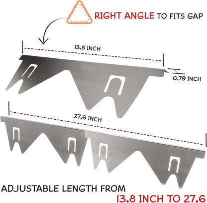 Stainless Steel Stove Gap Covers (2PCS), Stove Gap Filler for Kitchen Oven Counter Side Gap, Range Trim Kit, Easy Clean and Heat Resistant, Adjustable Length 13.8" to 27.5" 1
