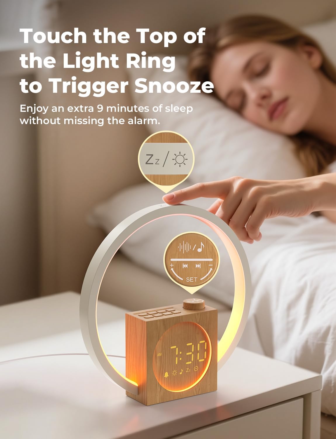 LIORQUE Wake Up Light Sunrise Alarm Clock for Bedrooms with Touch Control