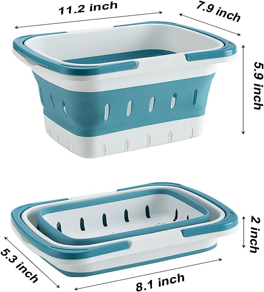 Plastic Caddy for Cleaning Supplies Products, Storage Collapsible Basket with Handles, Box Organizer Bin for Bathroom, Kitchen, College Dorm,Gym (Blue 1 pack)