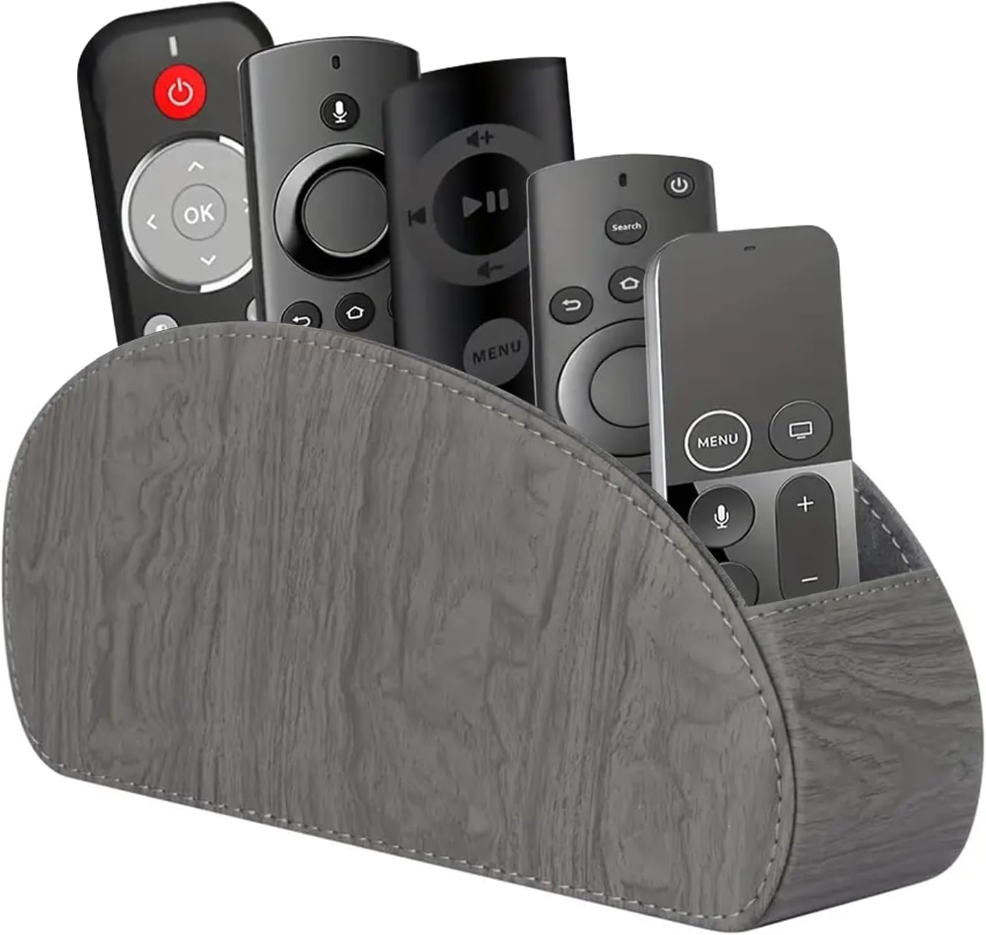 Pu Leather TV Remote Control Holder with 5 Compartments,Remote Caddy/Tray | Bedside Table Desk Storage Box/Organizer for Pen,DVD,Blu-Ray,Media Player,Heater Controller,Cosmetics,Glasses,Office Supplies