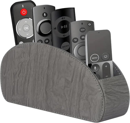 Pu Leather TV Remote Control Holder with 5 Compartments,Remote Caddy/Tray | Bedside Table Desk Storage Box/Organizer for Pen,DVD,Blu-Ray,Media Player,Heater Controller,Cosmetics,Glasses,Office Supplies