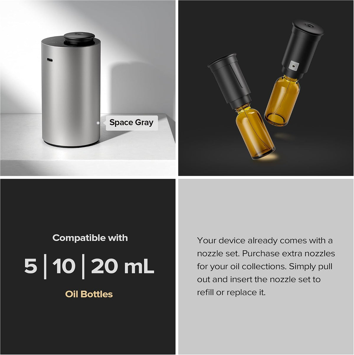 Airversa ADX Waterless Essential Oil Diffuser Starter Kit, Black