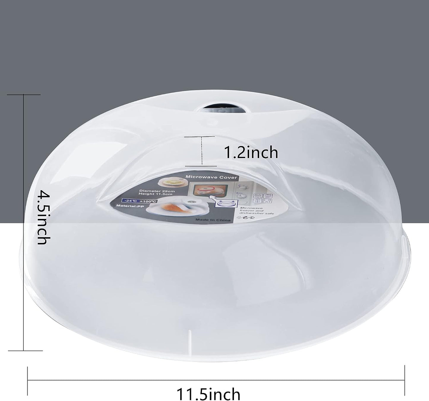 Large Microwave Cover for Food Easy Grip Microwave Splatter Cover Guard Lid with Steam Vent and BPA Free & 11.5 Inch, Dishwasher Safe