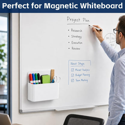 Magnetic Pencil Pen Holder, 2 PCS Magnetic Dry Erase Marker Holder for Whiteboard, Black White Magnet Storage Pencil Cup Case Fridge Organizers Locker Accessories for Office School Teacher Must Haves
