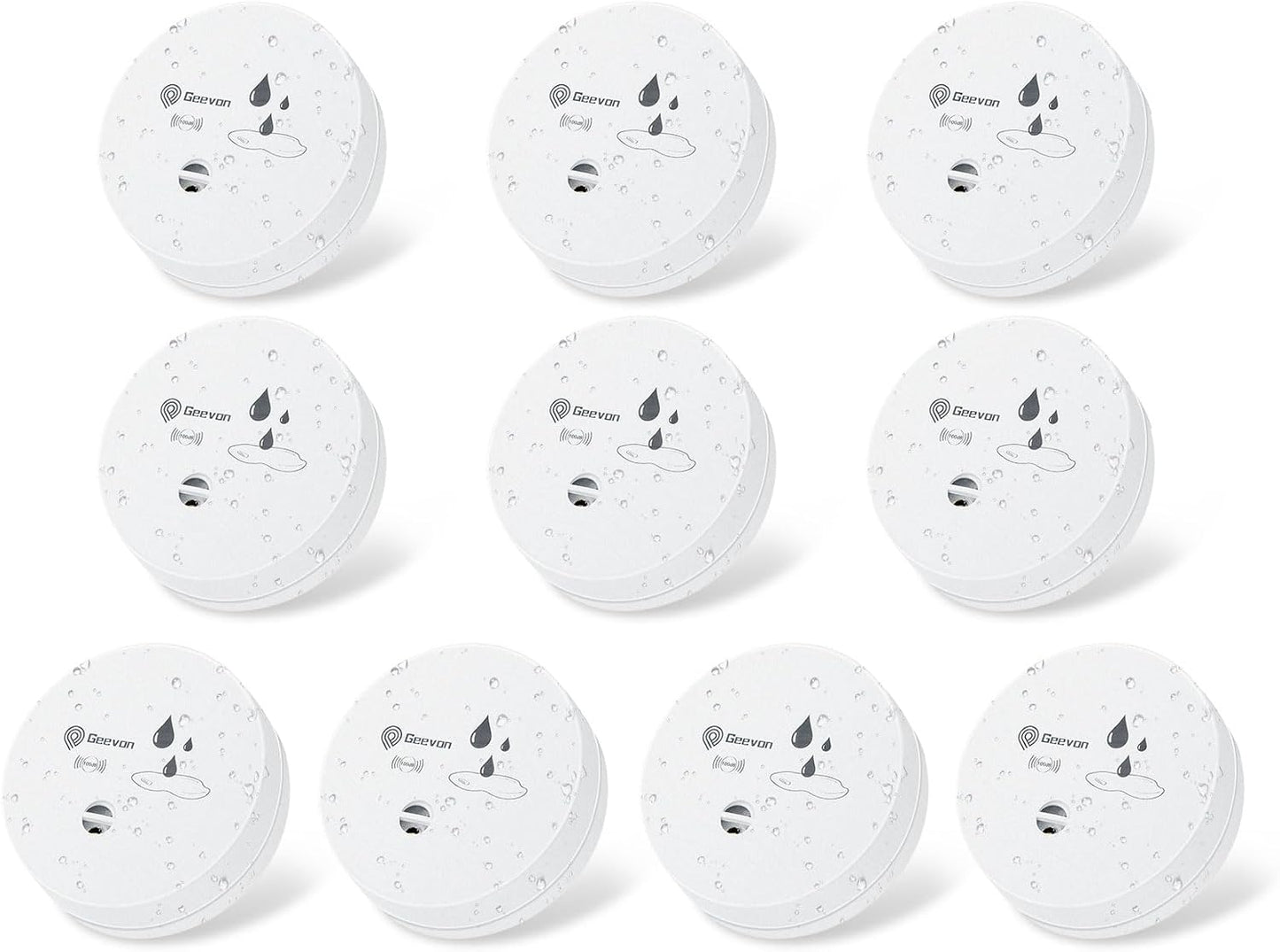 Geevon 10 Pack Water Leak Detectors,100dB Sensor Alarms for Home | Flood Leak Detectors for Basement,Bathroom,Laundry Room,Sink,Garage,Wine Cellar,RV and Window,Water Alarms with Batteries