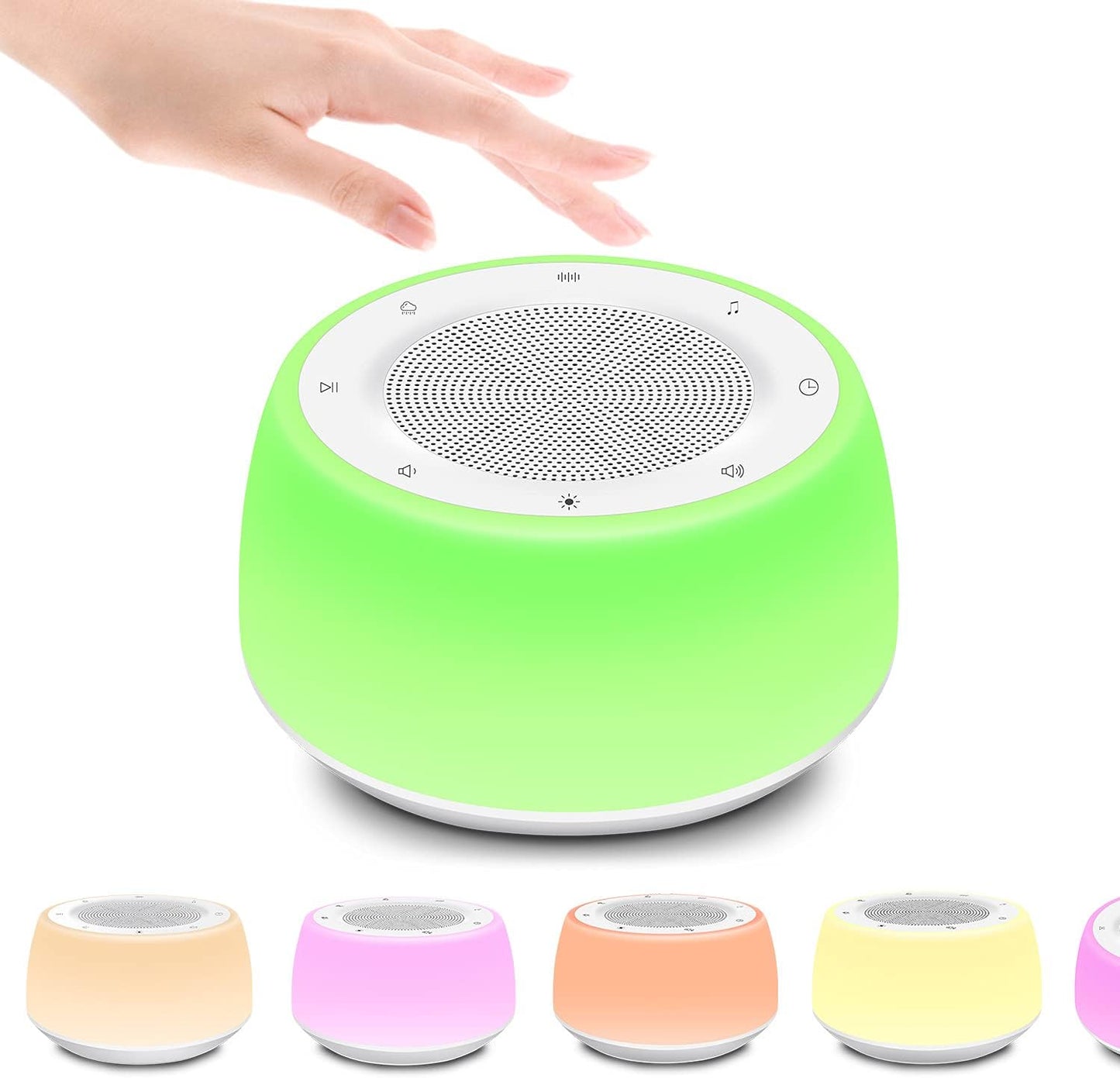 White Noise Machine with Night Lights, Sleep Sound Machine 32 Soothing Sounds for Baby Adults Kids Sleeping, Fan Wave Sound Lullaby, Timer and Memory Feature, RGB Color Touch Table Lamp