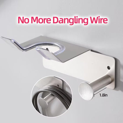 Hair Dryer Holder Wall Mounted, Stainless Steel Blow Dryer Holder for Bathroom, Hair Dryer and Straightener Holder Adhesive or Drilling, Hair Tool Organizer for Salon Barber Shops Banjekt