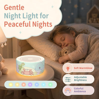Kipcush White Noise Machine for Baby & Adults, 30 Soothing Sounds, Sleep Sound Machine with 8 Color Night Light, Memory Function, White Noise for Sleeping, Nursery, Office, Travel & Relaxation