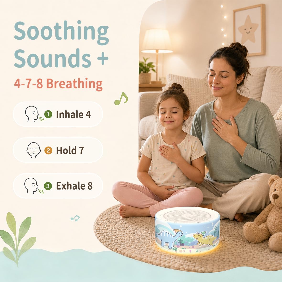 Kipcush White Noise Machine for Baby & Adults, 30 Soothing Sounds, Sleep Sound Machine with 8 Color Night Light, Memory Function, White Noise for Sleeping, Nursery, Office, Travel & Relaxation